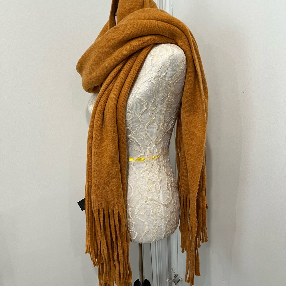Anthropologie Orange‎ Fringe Oversized  Scarf NWT - Picture 4 of 6